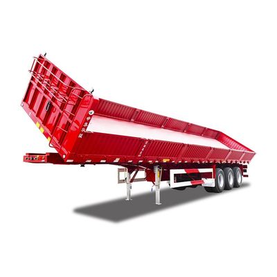 Tri-axles Double Side Dump Tipper Semi Trailer 600mm Wallboard Height 12R22.5 Tire