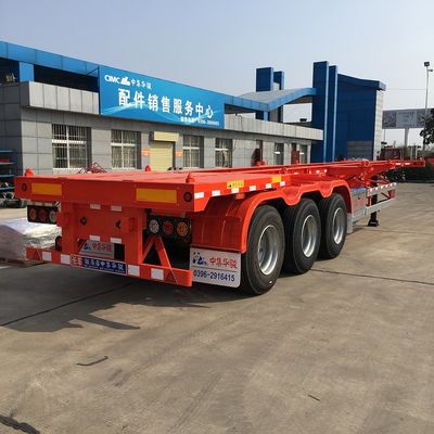 12380*2500*1540 CIMC HUAJUN Skeletal Semi Trailer for Transporting 20ft 40ft Container