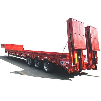 ABS Anti-lock Braking System Equipped CIMC HUAJUN 3 Axle Low Bed Semi Trailer with Hydraulic Ramp HJGMCK20069