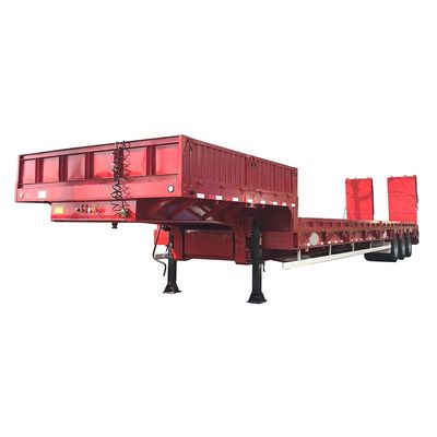 ABS Anti-lock Braking System Equipped CIMC HUAJUN 3 Axle Low Bed Semi Trailer with Hydraulic Ramp HJGMCK20069