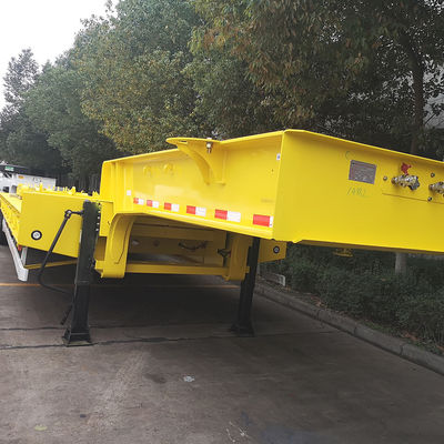 CIMC HUAJUN 3 Axle Low Bed Semi Trailer Truck Trailer Equipment Transport Hydraulic Lifting Low Boy Trailer Fuwa Axle Heavy Duty