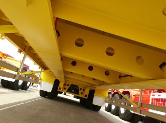 CIMC HUAJUN 3 Axle Low Bed Semi Trailer Truck Trailer Equipment Transport Hydraulic Lifting Low Boy Trailer Fuwa Axle Heavy Duty