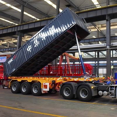 40000kg CIMC HUAJUN 3 Alxe Semi-Trailer Truck Trailer with Dump Body Steel FUWA 8500*2550*3400 CN HEN Hyva Ce