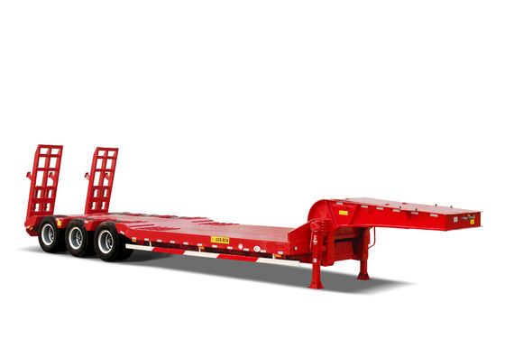 13000*3000*3100 Steel CIMC HUAJUN 3 Axles Dropbed Semi Trailer Low Bed Heavy Machine Truck Trailer