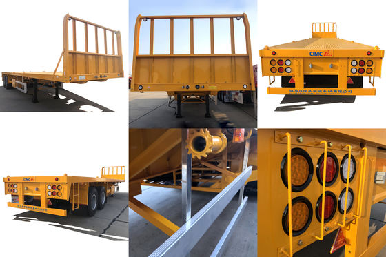 CIMC HUAJUN 3 Axle 40ft Flatbed Container Semi Trailer with 12 Twist Locks and 12380*2500 Size