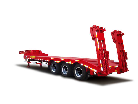 13000*3000*3100 Steel CIMC HUAJUN 3 Axles Dropbed Semi Trailer Low Bed Heavy Machine Truck Trailer