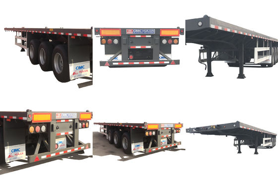 CIMC HUAJUN 3 Axle 40ft Flatbed Container Semi Trailer with 12 Twist Locks and 12380*2500 Size