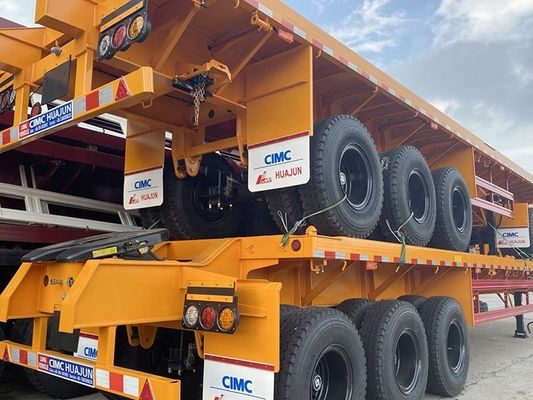 Main Beam T700/Q345 Steel Semi-Trailer CIMC HUAJUN 3 Axle Flatbed Trailer Train