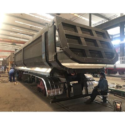 12R22.5 tires 4 axles U type hydraulic tipping truck trailer 38CBM by CIMC HUAJUN