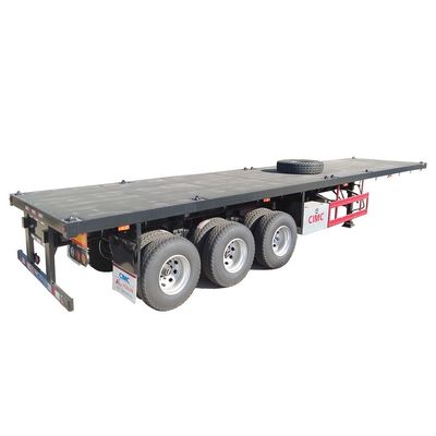 80T Truck Chassis CIMC HUAJUN 20ft 40ft Flatbed Container Trailer with 12R22.5 Tires