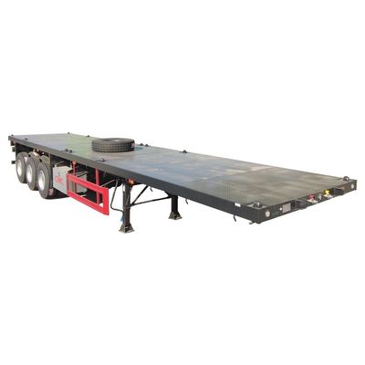 80T Truck Chassis CIMC HUAJUN 20ft 40ft Flatbed Container Trailer with 12R22.5 Tires