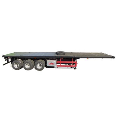 80T Truck Chassis CIMC HUAJUN 20ft 40ft Flatbed Container Trailer with 12R22.5 Tires