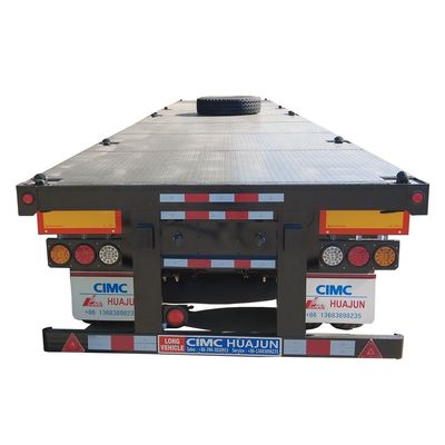80T Truck Chassis CIMC HUAJUN 20ft 40ft Flatbed Container Trailer with 12R22.5 Tires