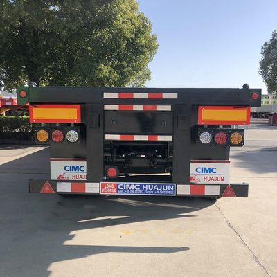 80T Truck Chassis CIMC HUAJUN 20ft 40ft Flatbed Container Trailer with 12R22.5 Tires