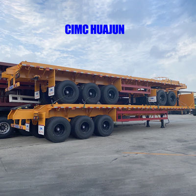 3 Axles Flatbed Semi Trailer Double Linked for Transporting 200 Tons 40ft Containers