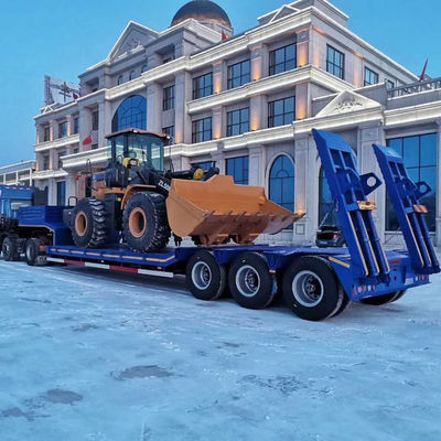 Mechanical Suspension and Hydraulic Ramp 3 Axles 60T/80T Lowbed Semi Trailer for Truck