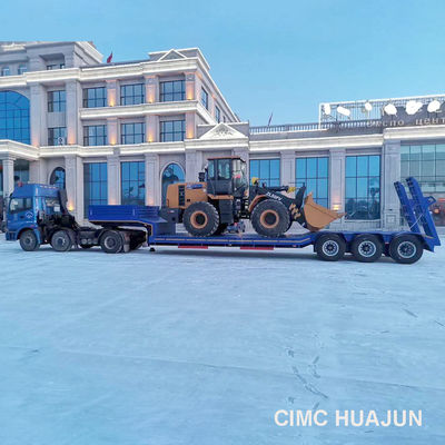 Mechanical Suspension and Hydraulic Ramp 3 Axles 60T/80T Lowbed Semi Trailer for Truck