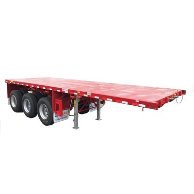Leaf Spring Suspension 3 Axles 40FT Flatbed Container Semi Trailer for Easy Unloading