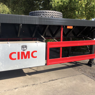 Leaf Spring Suspension 40ft Straight Beam Container Transportation Semi-Trailer with 12 Twist Locks