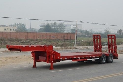 20 to 100 Ton Max Payload Steel 3 Axles Lowbed Semi Trailer for Heavy Equipment Transport