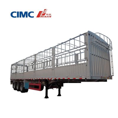 CIMC HUAJUN 11.00R20 Straight Beam Cargo Stake Fence Semi-Trailer for Cargo Transport