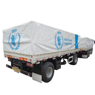 Cereal Transport 60T Flatbed Trailer Train with Mechanical Suspension and Tarpaulin