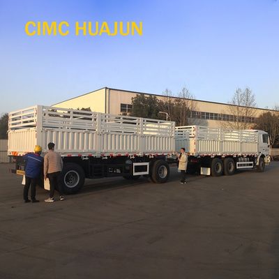 Cereal Transport 60T Flatbed Trailer Train with Mechanical Suspension and Tarpaulin