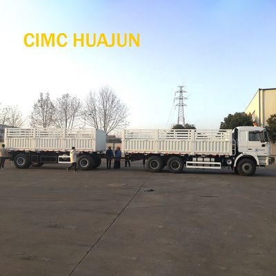 Cereal Transport 60T Flatbed Trailer Train with Mechanical Suspension and Tarpaulin
