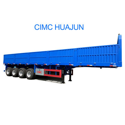 Hot 4 Axles Flatbed Semi Trailer with 1000mm Sidewall Max Payload of 60T 12.00R20 Tire