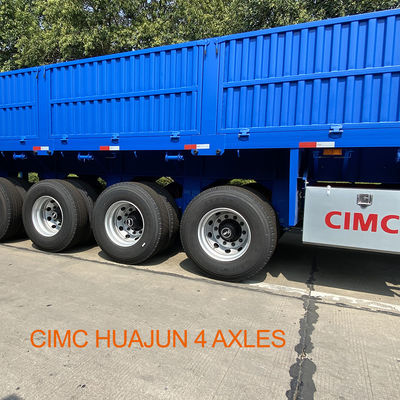 Hot 4 Axles Flatbed Semi Trailer with 1000mm Sidewall Max Payload of 60T 12.00R20 Tire