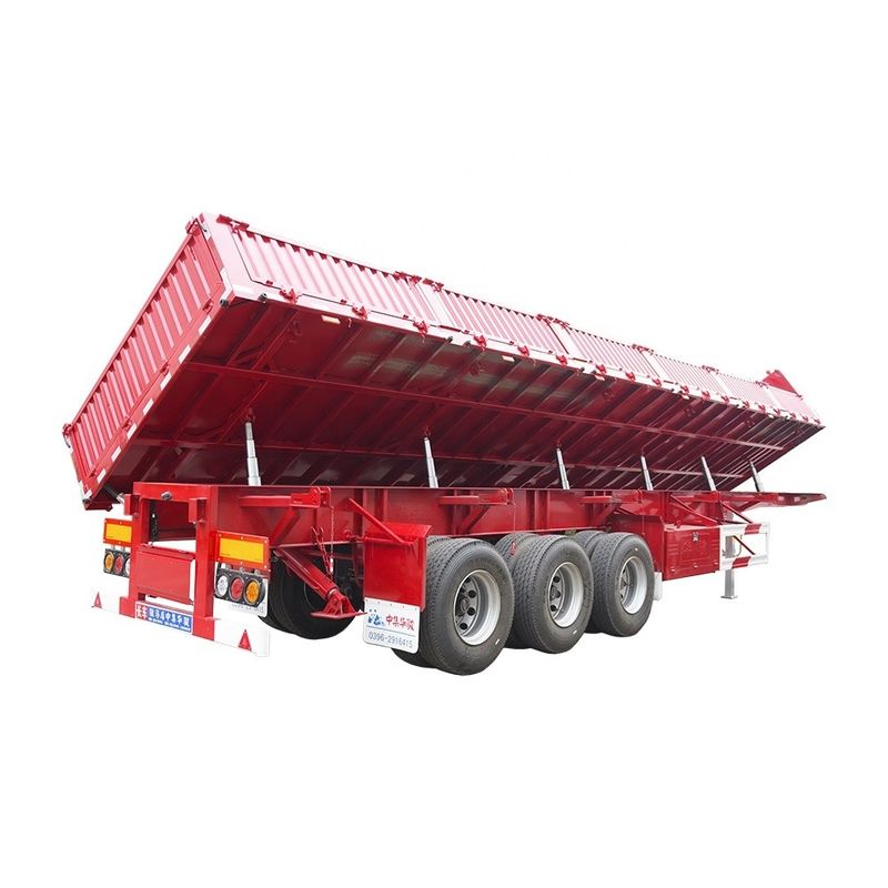 Tri-axles Double Side Dump Tipper Semi Trailer 600mm Wallboard Height 12R22.5 Tire
