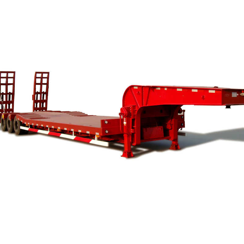 13000*3000*3100 Steel CIMC HUAJUN 3 Axles Dropbed Semi Trailer Low Bed Heavy Machine Truck Trailer