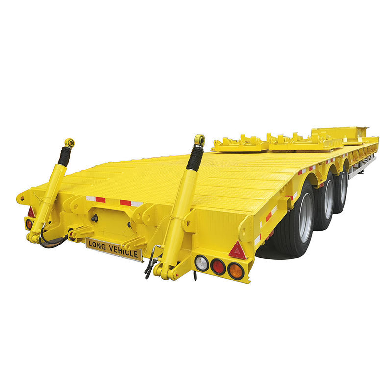 CIMC HUAJUN 3 Axle Heavy Duty Low Bed Semi Trailer with Hydraulic Ramp Max Payload 70TON