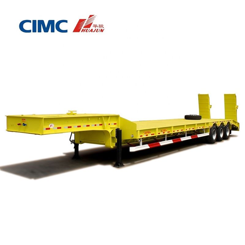 Flatbed Container Semi Trailer for 100Ton Lowbed Truck and Excavator Transport
