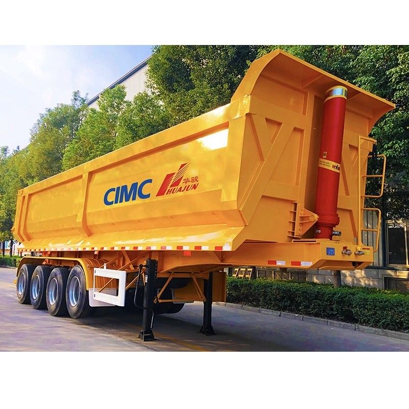 12R22.5 tires 4 axles U type hydraulic tipping truck trailer 38CBM by CIMC HUAJUN
