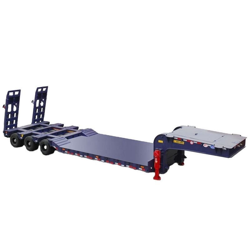 Hot Cimc Huajun 3axle Loader Low Bed Semi Drop Deck Trailer for Steel Construction