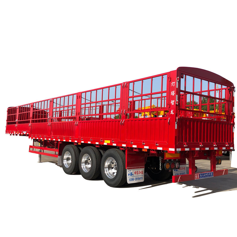 FUWA or BPW Axle Truck Trailer CIMC HUAJUN Fence Flatbed Semi Trailer with Design