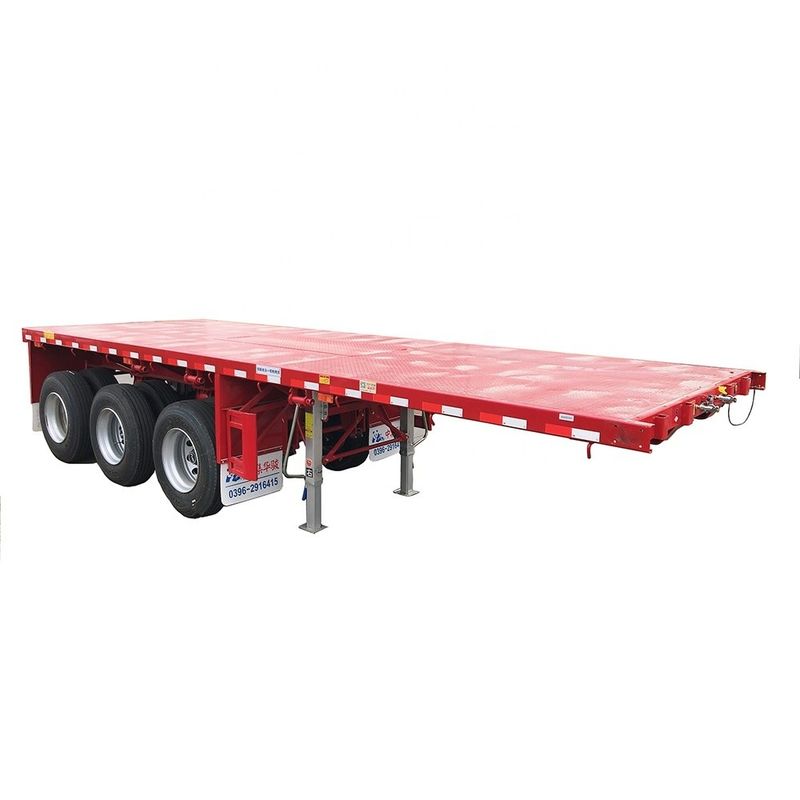 Leaf Spring Suspension 3 Axles 40FT Flatbed Container Semi Trailer for Easy Unloading