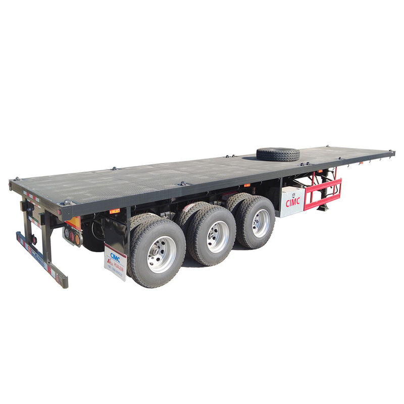Leaf Spring Suspension 40ft Straight Beam Container Transportation Semi-Trailer with 12 Twist Locks