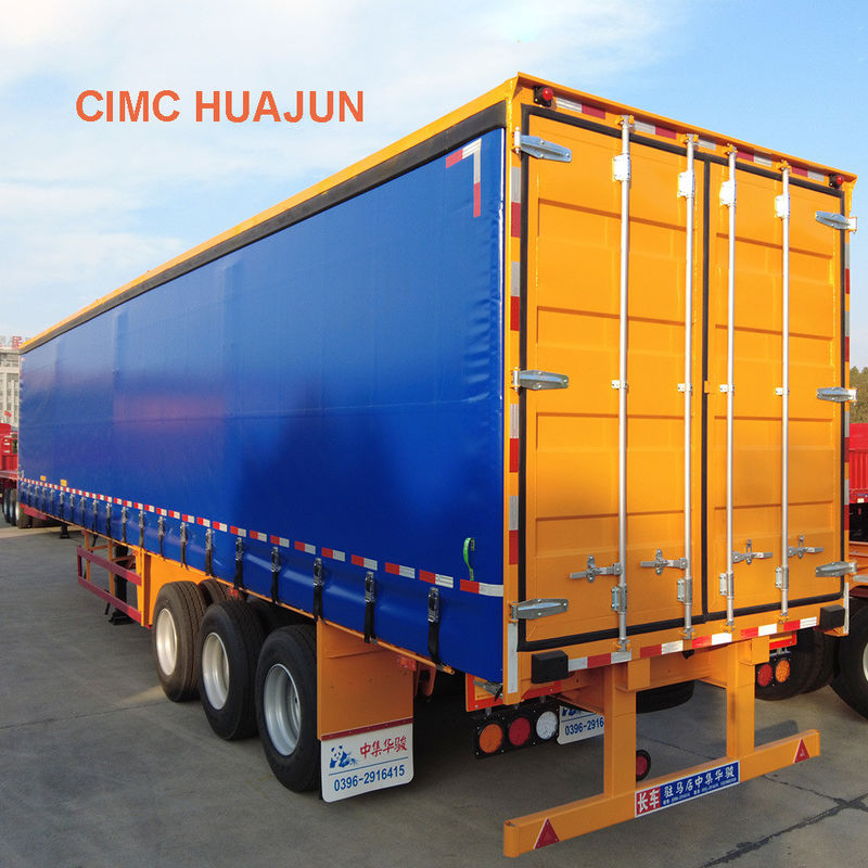 Green Transport Utility Dry Van Truck Trailer with Cage CIMC HUAJUN Customers Optional