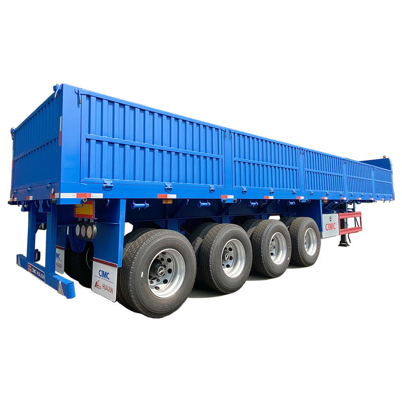 Hot 4 Axles Flatbed Semi Trailer with 1000mm Sidewall Max Payload of 60T 12.00R20 Tire