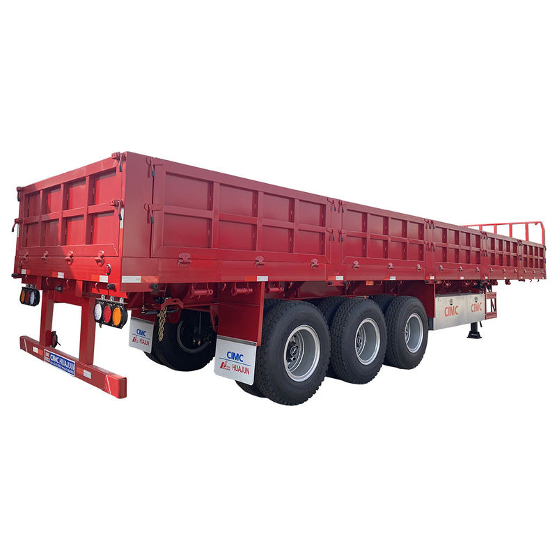 60T Max Payload 3 Axles Flatbed Semi Trailer with Side Door and Sidewall Cargo Fence
